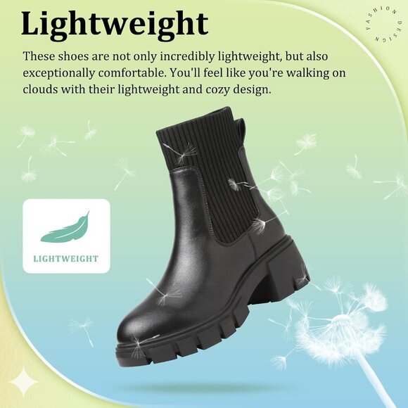 🆕Women Chelsea Platform Ankle Boot Black PM PU+PVC Brand Gender Colour Material - Picture 3 of 7